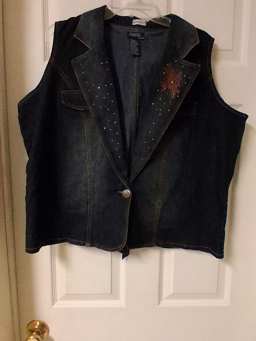 Women's Dark Denim Embellished Vest